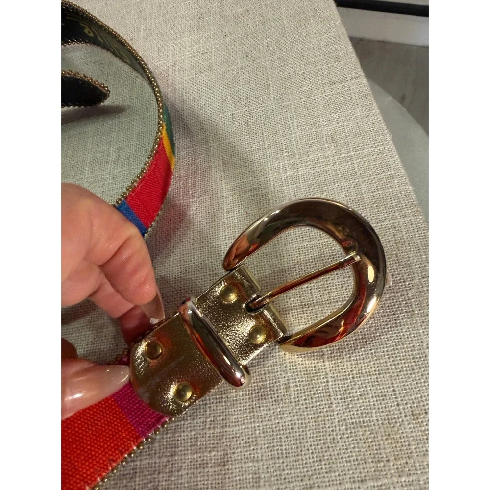 Elite Fresno belt vintage colorblock bold jewel tonegold buckle bullet trim 31